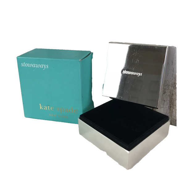 KATE SPADE Lenox Silver Tone Street "Stowaways" Covered Lid Jewlery Box NEW - Picture 2 of 5